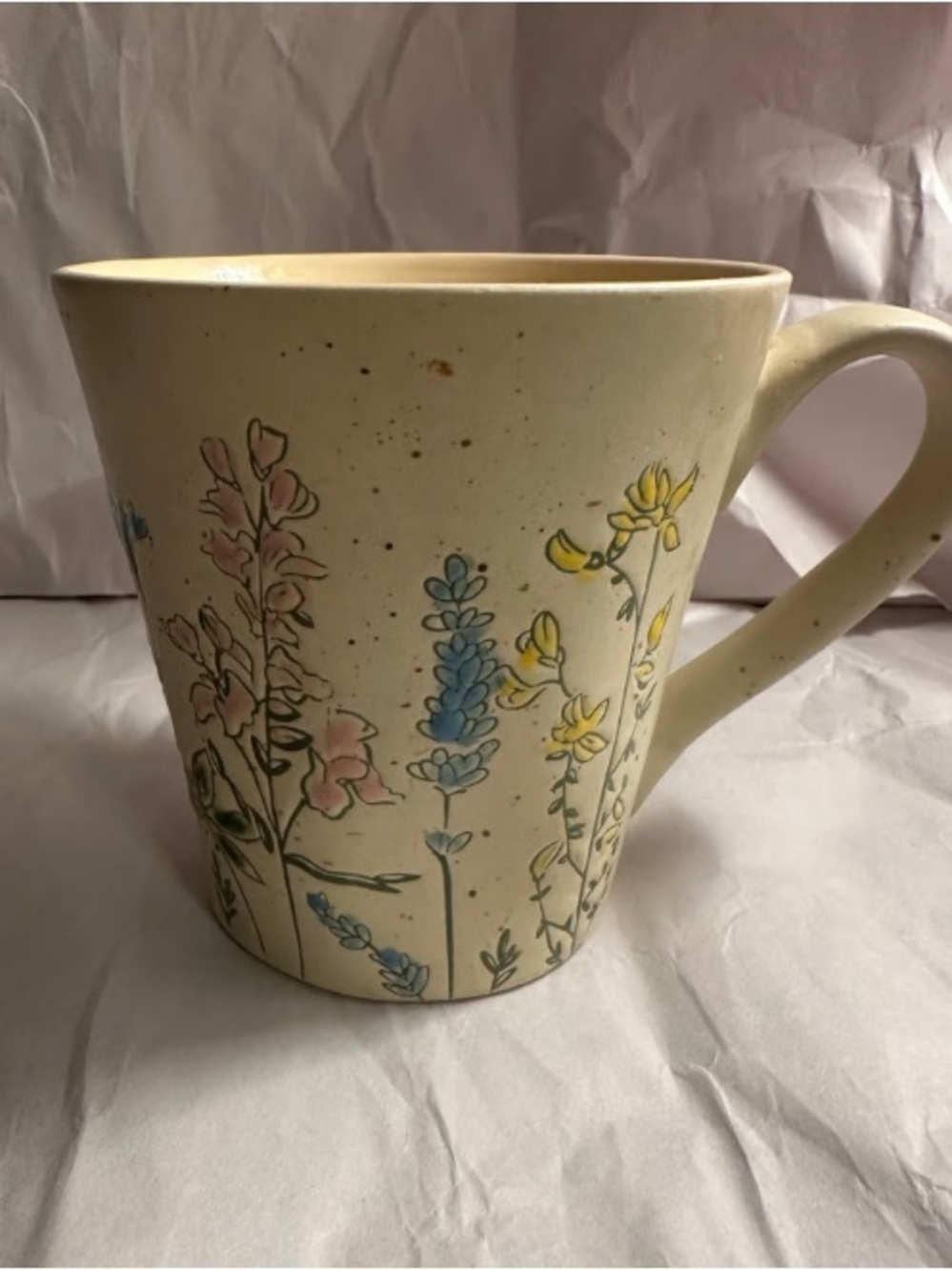 Floral Stoneware Mug in Cream with Pastel Accents